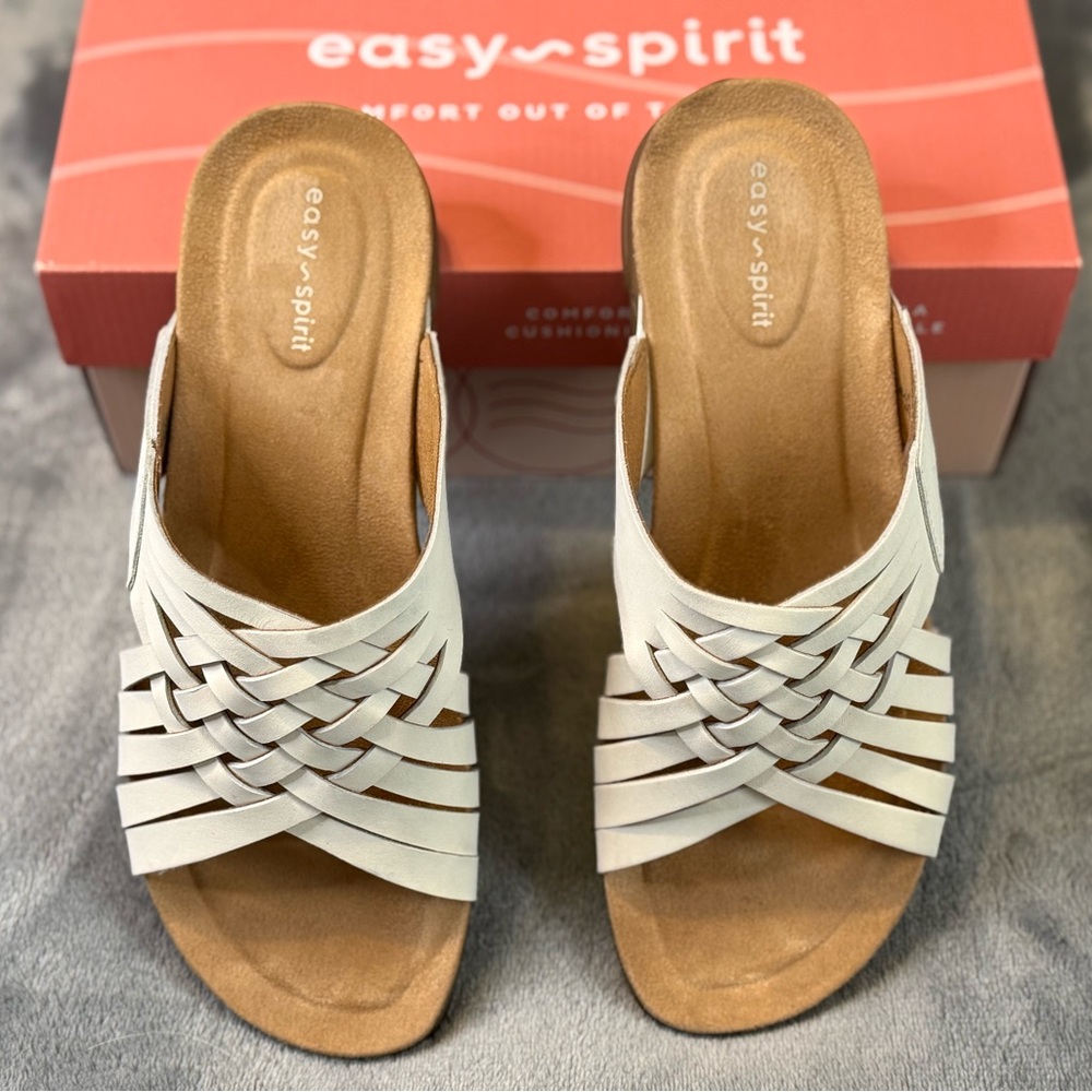 Easy Spirit Womens Meadow Criss Cross Sandals MEADOW Ivory White 9M